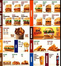 Burger King Menu