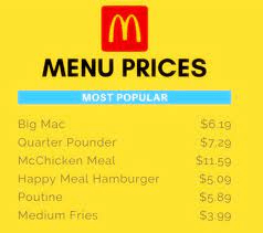 Mcdonald's Menu Prices Canada