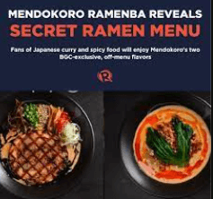 Mendokoro Menu